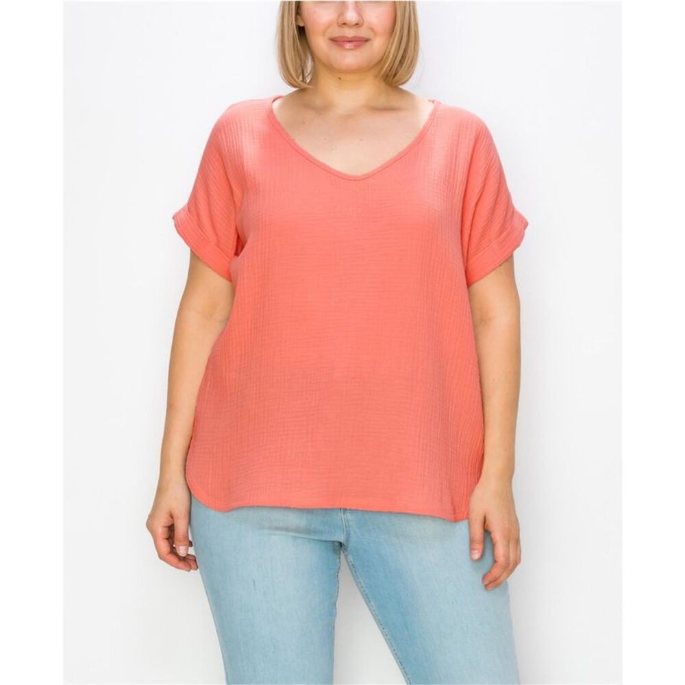 COIN 1804 Womens Plus Size Gauze Tunic Blouse, NWT